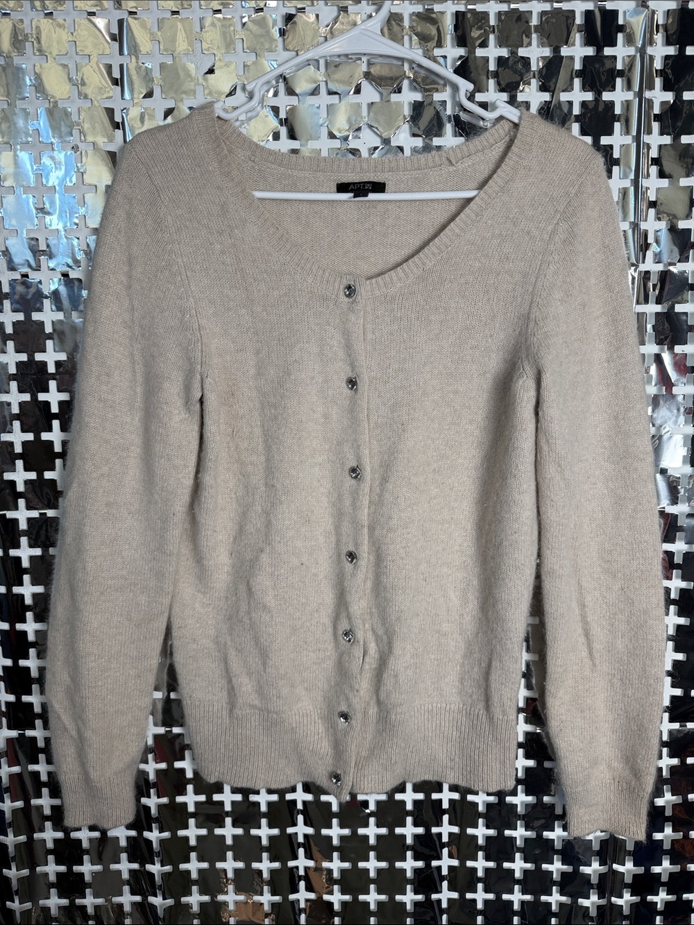Apt. 9 Beige Button-Up Knit Cardigan